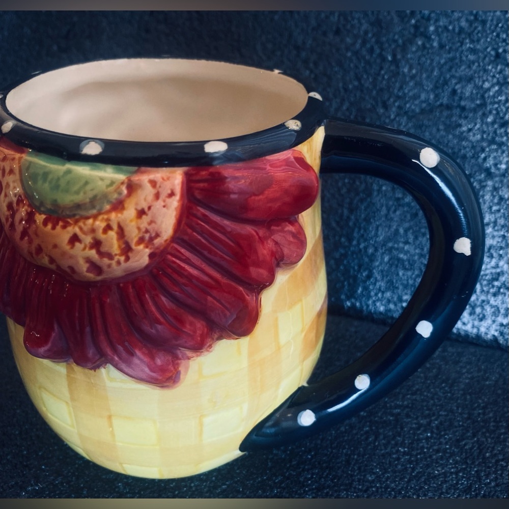 Pier 1 Imports Ceramic Floral Basket Raised Design Coffee/Tea Mug - Picture 3 of 7